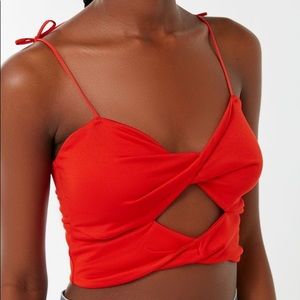 urban outfitters red twist front tie top medium